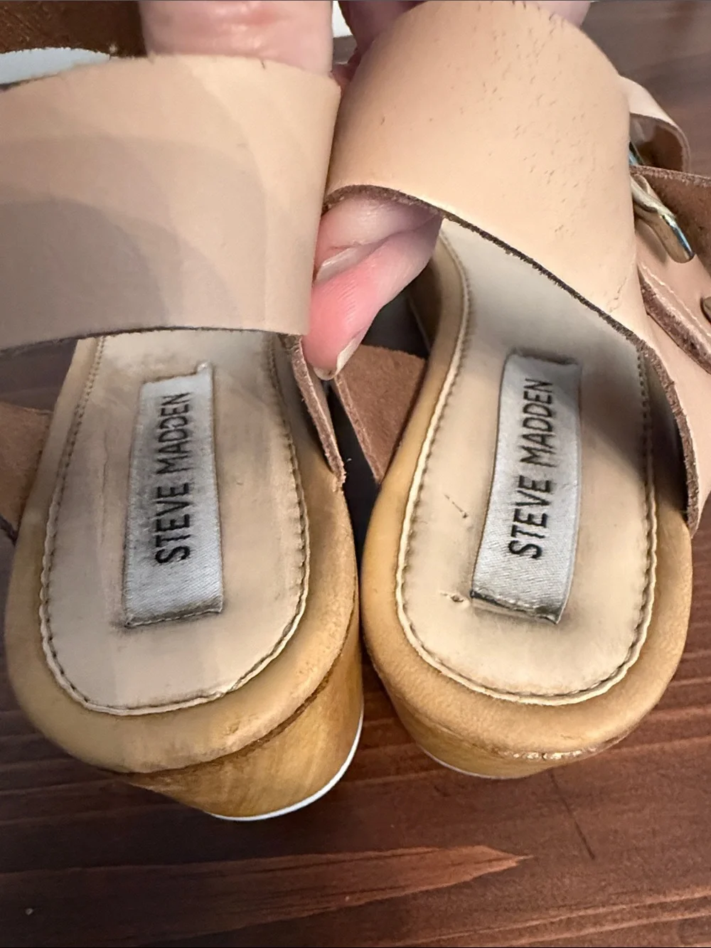 Steve Madden Leather Platform summer Sandals Neutral Resort Style Est. Sz 8